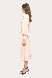 PLEATED MIDI DRESS WITH KNOT DETAIL