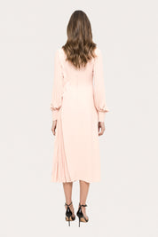 PLEATED MIDI DRESS WITH KNOT DETAIL