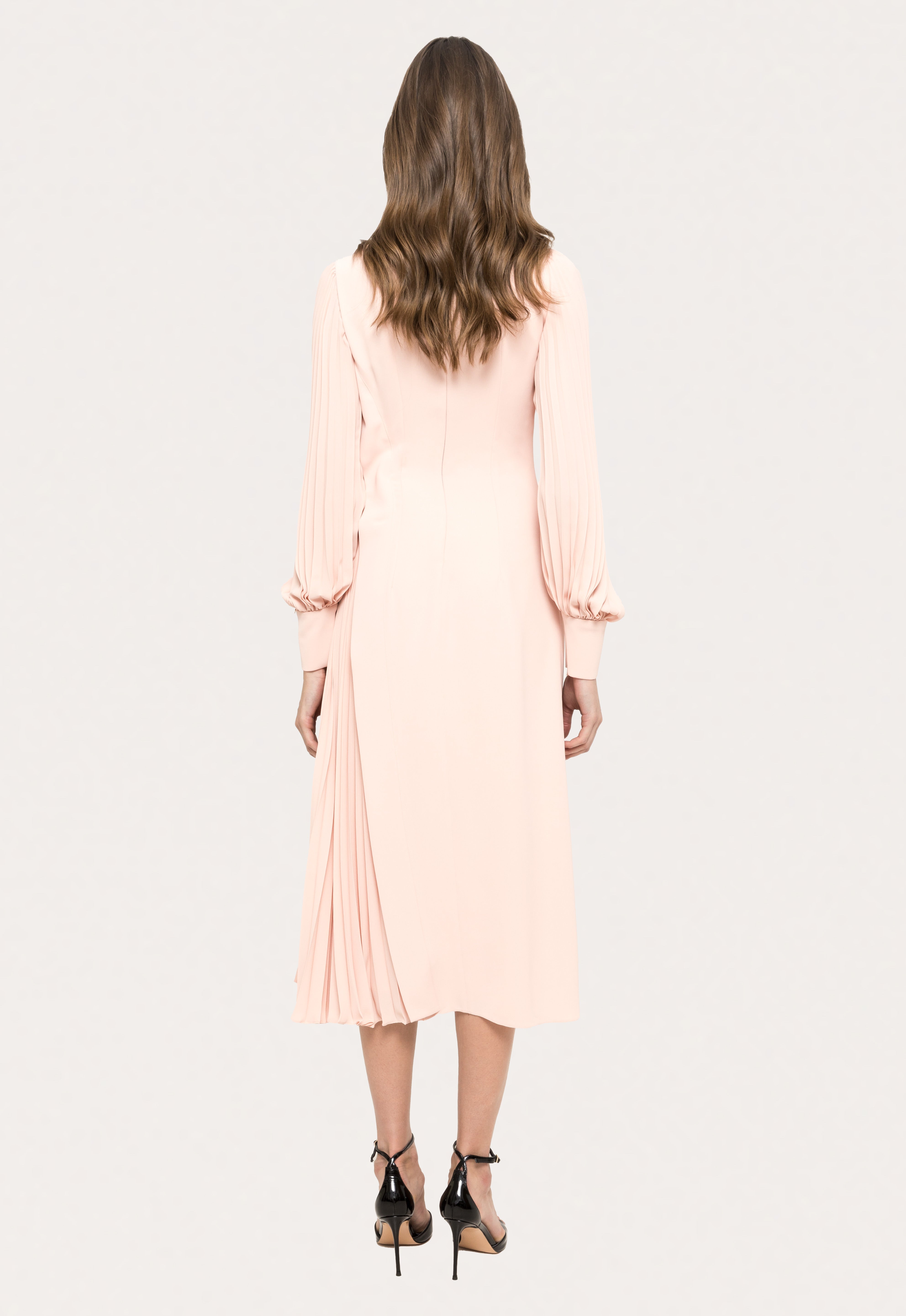 PLEATED MIDI DRESS WITH KNOT DETAIL