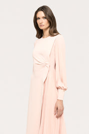 PLEATED MIDI DRESS WITH KNOT DETAIL