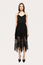 LACE SHEER MIDI DRESS