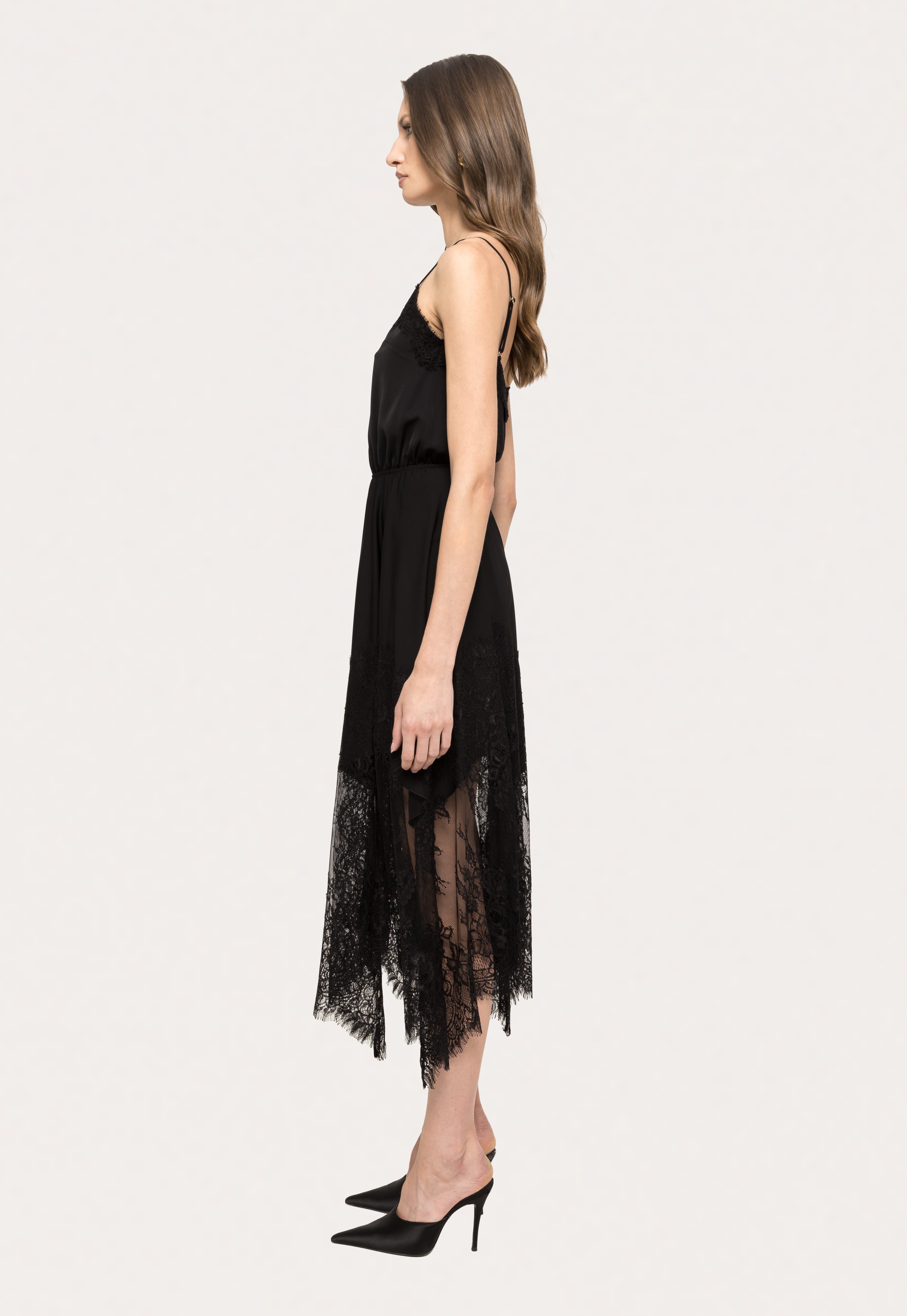 LACE SHEER MIDI DRESS