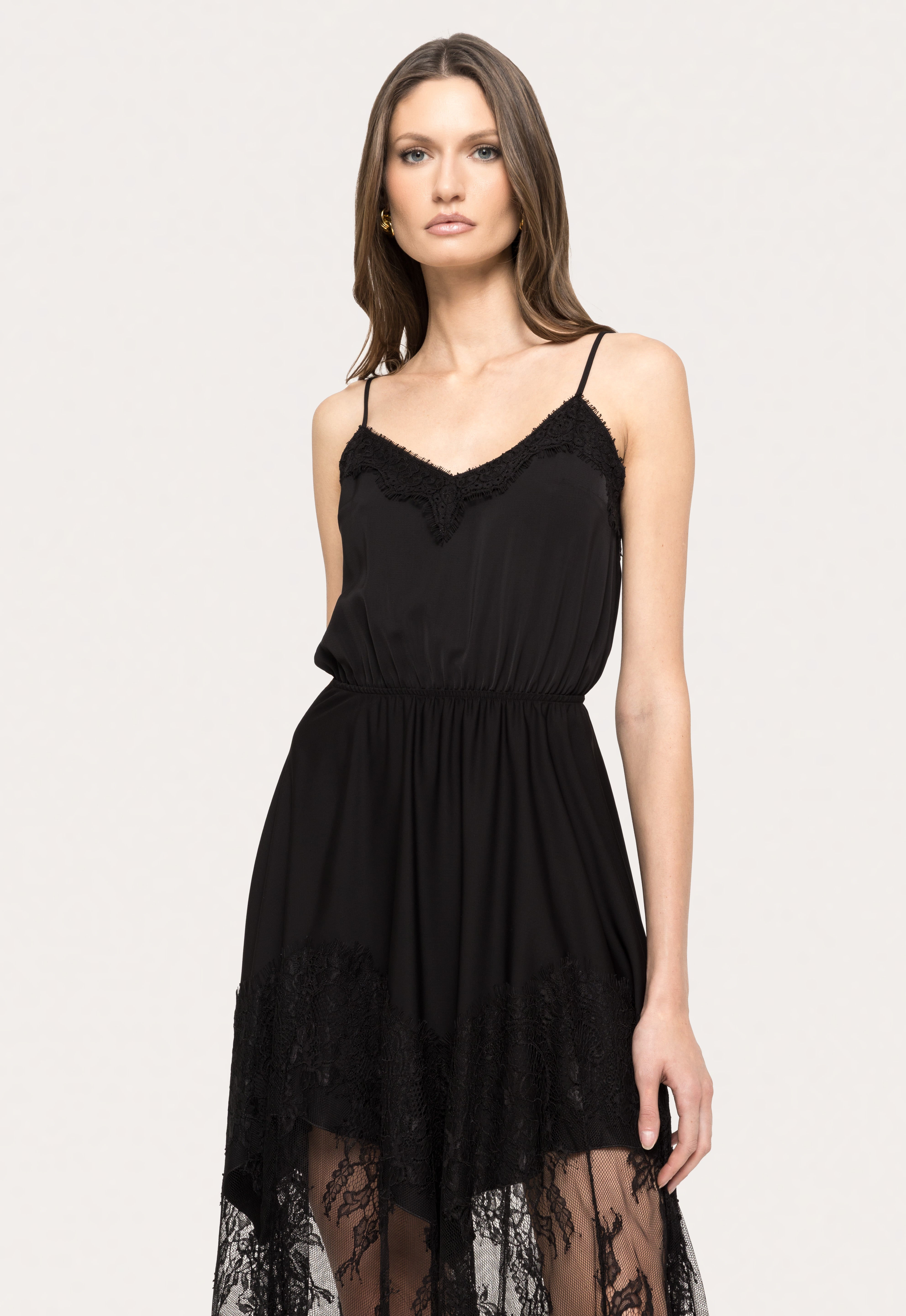 LACE SHEER MIDI DRESS