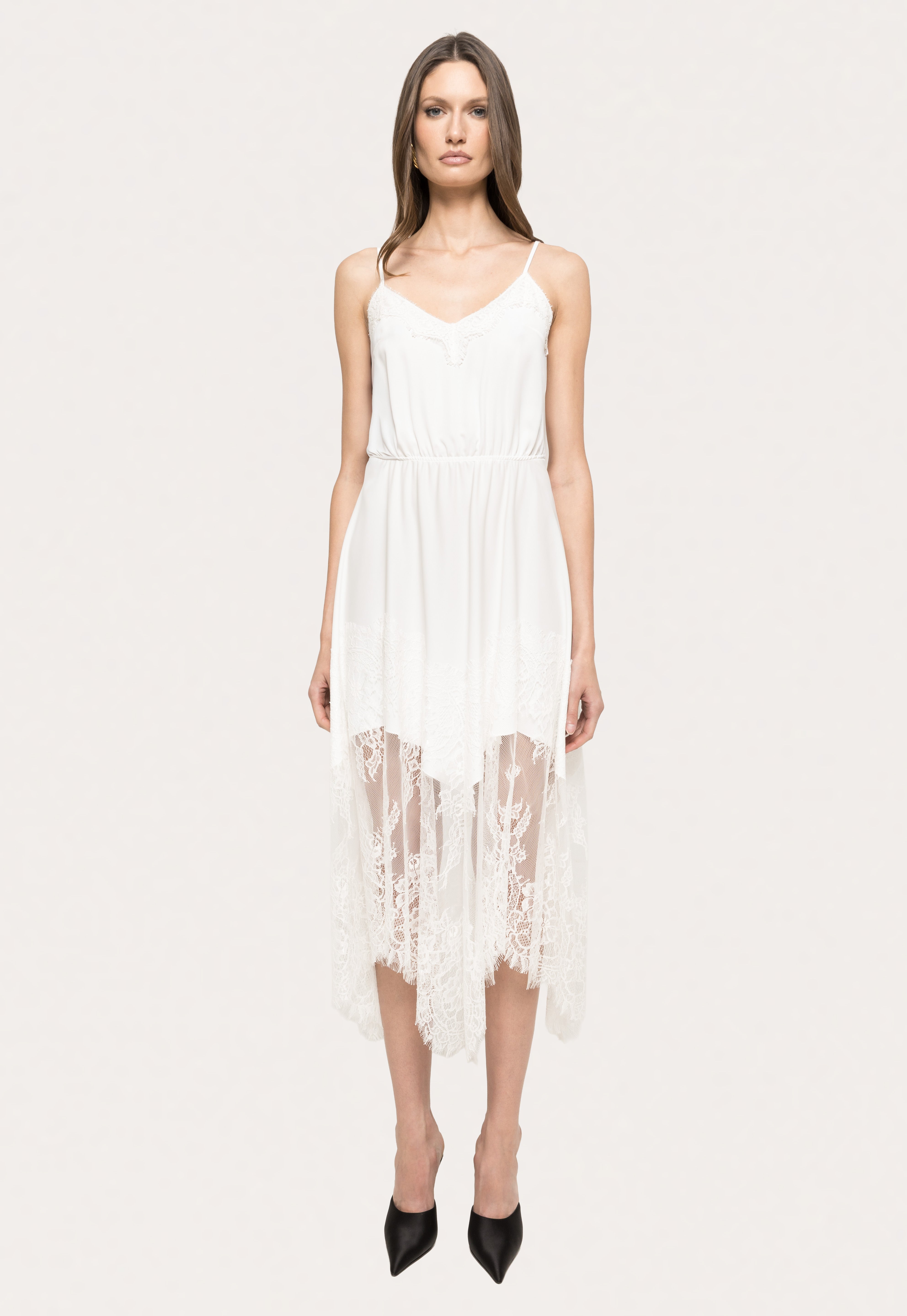 LACE SHEER MIDI DRESS