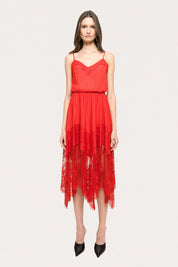 LACE SHEER MIDI DRESS