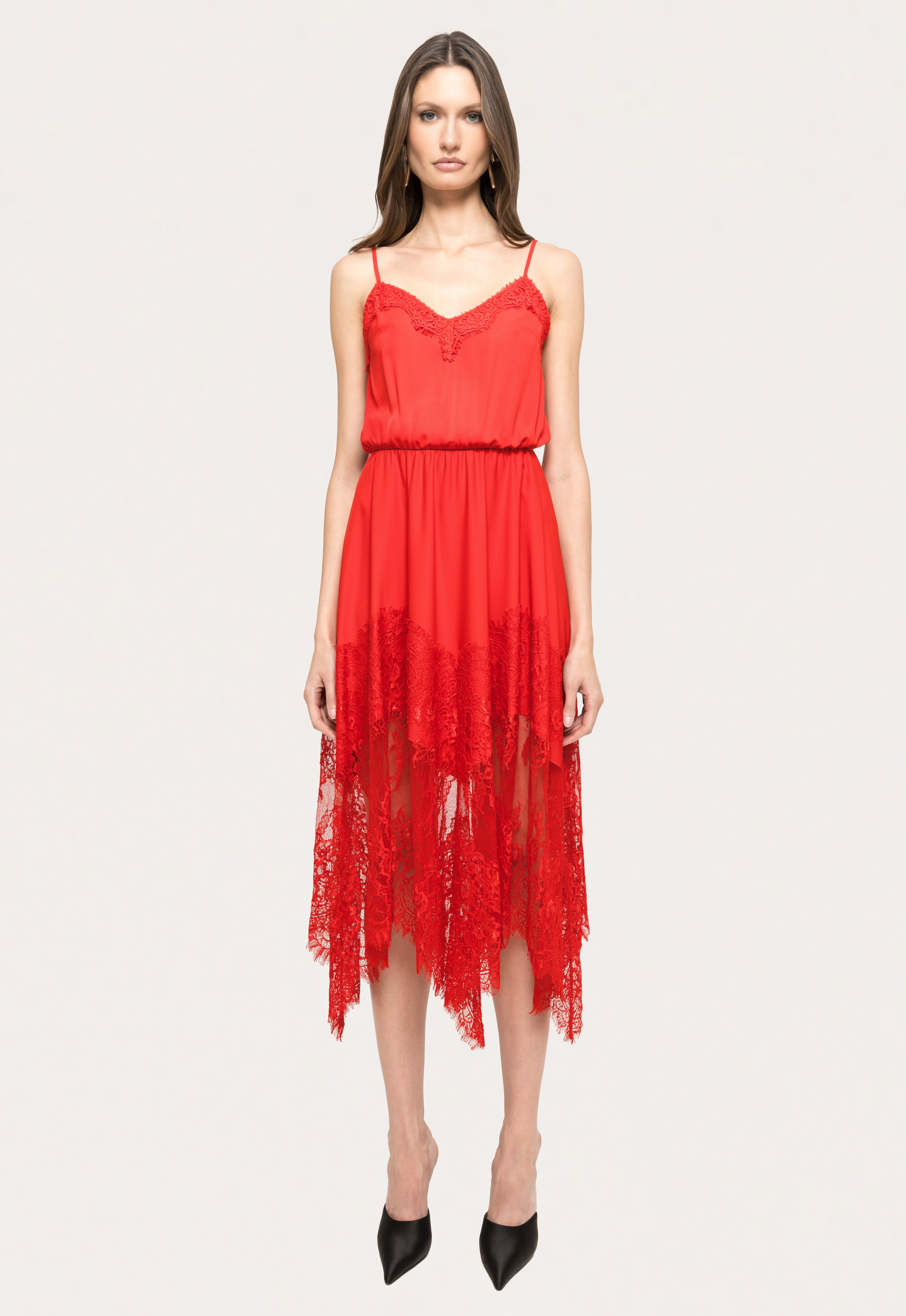 LACE SHEER MIDI DRESS