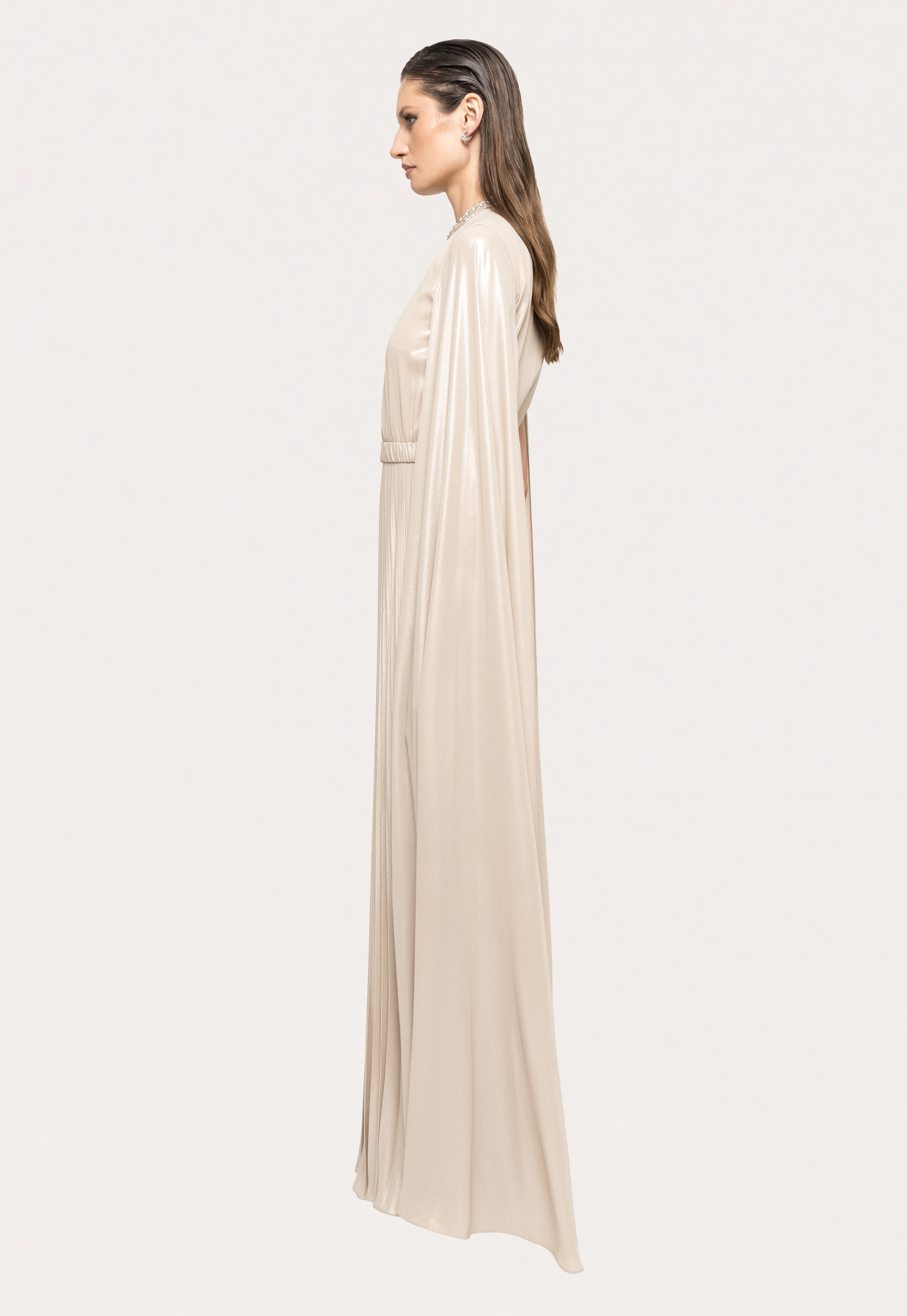 PLEATED CAPE GOWN