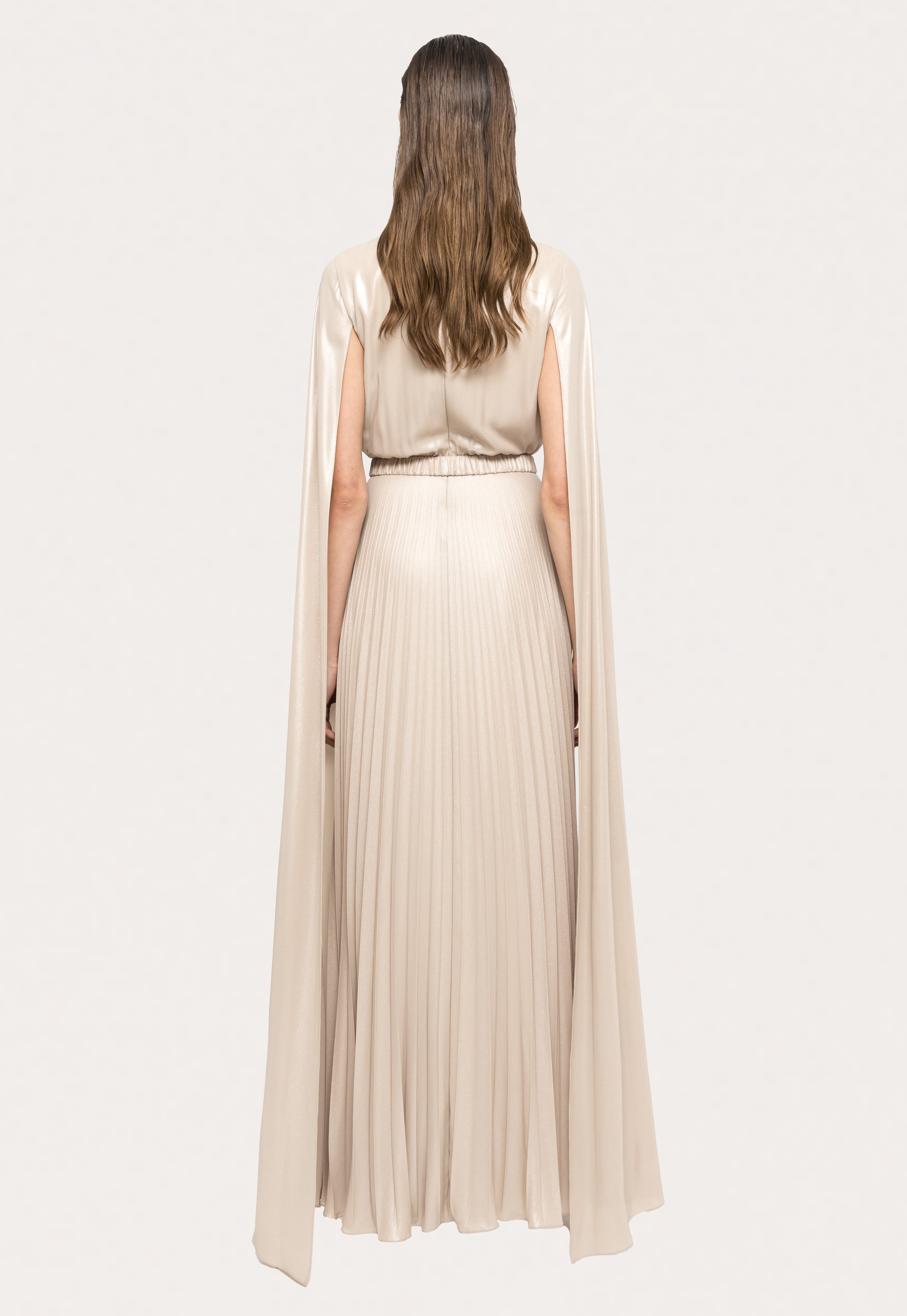PLEATED CAPE GOWN
