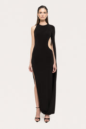 ASYMMETRIC CAPE GOWN