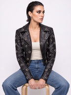 STUDDED LEATHER BIKER JACKET