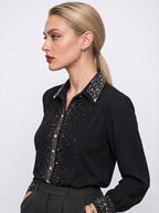 CRYSTAL PLACKET FITTED SHIRT