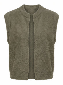 OPEN-FRONT FAUX FUR GILET