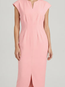 TOPSTITCH DETAIL V-NECK MIDI DRESS