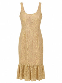 METALLIC LACE FLOUNCE DRESS