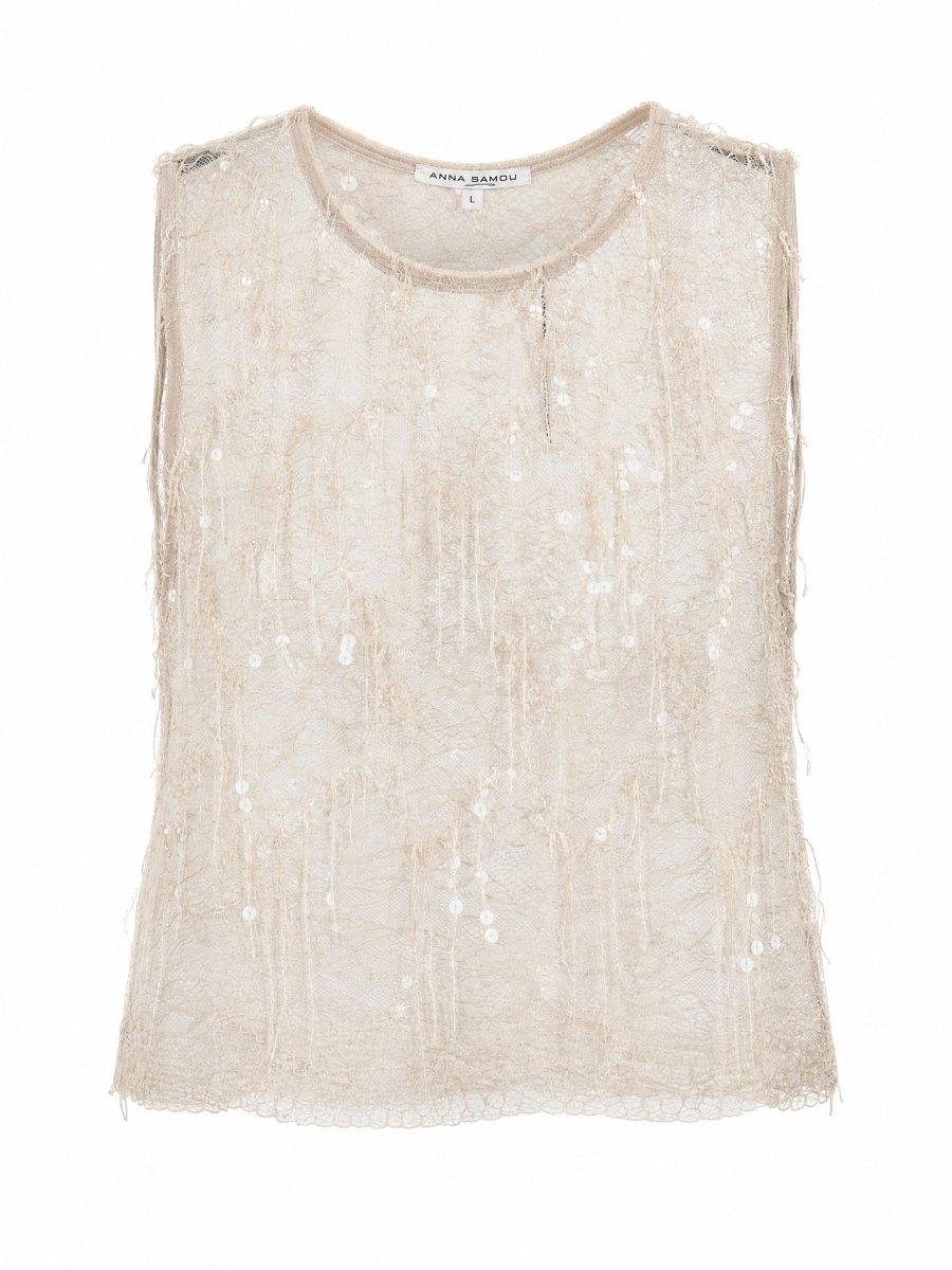 TEXTURED LACE SLEEVELESS TOP