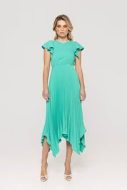 Crystal-Embellished Pleated Dress