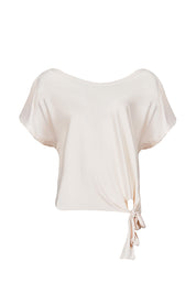 ASYMMETRIC DRAPE TIE-FRONT TOP