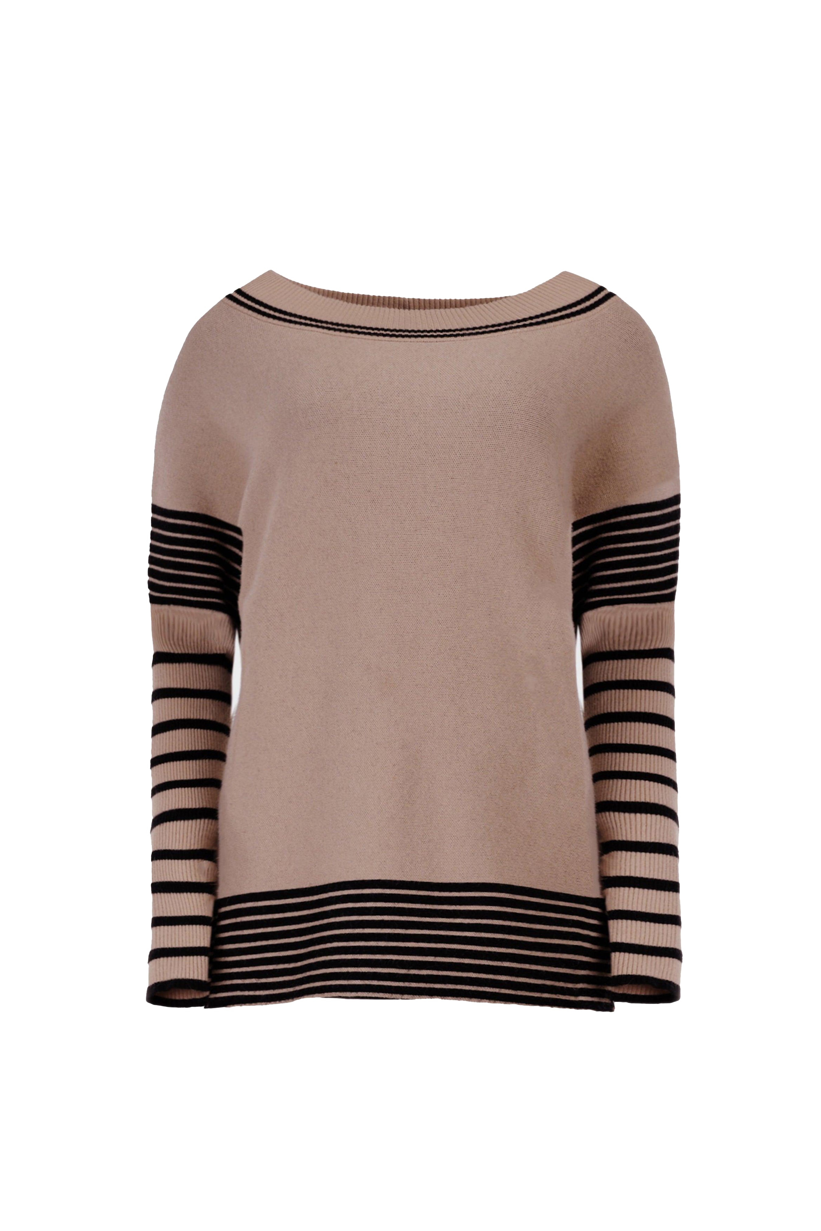 BOATNECK STRIPED KNIT SWEATER