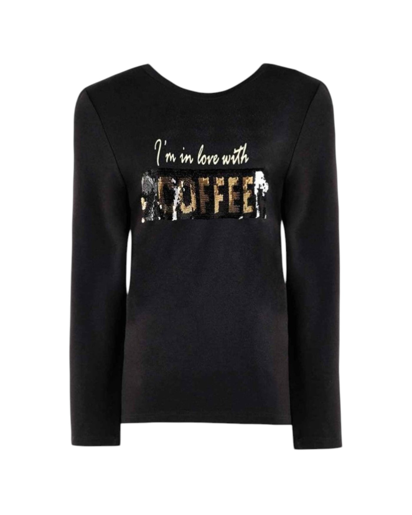 SEQUIN COFFEE PRINT BLOUSE
