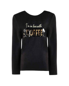 SEQUIN COFFEE PRINT BLOUSE