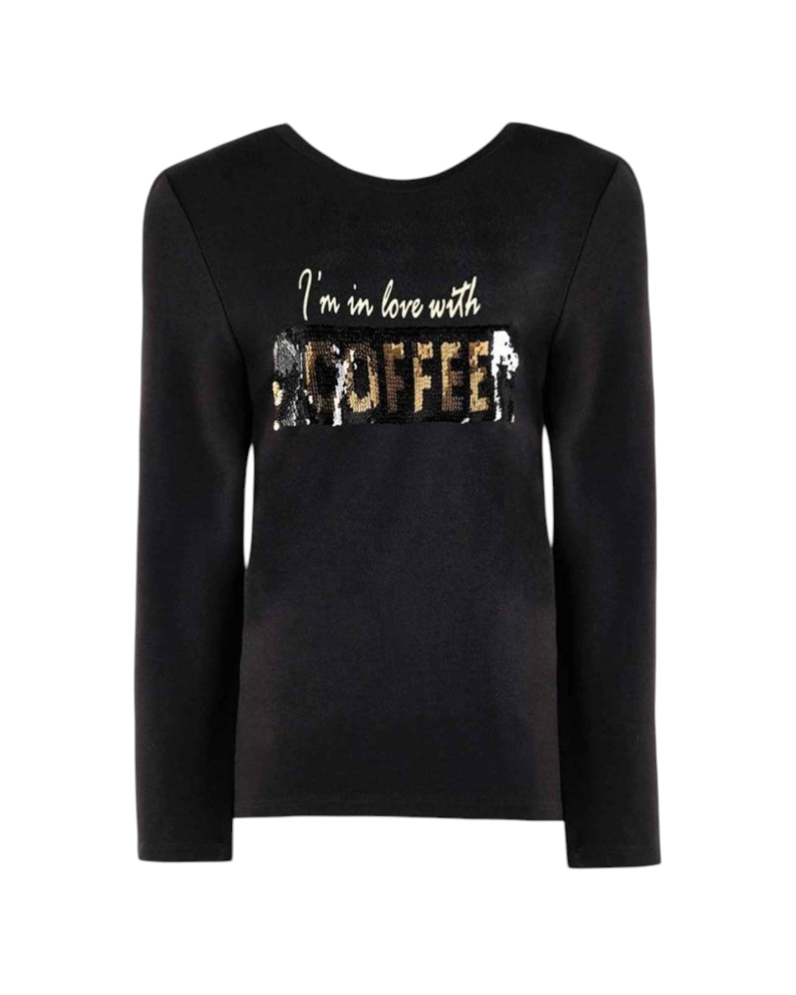 SEQUIN COFFEE PRINT BLOUSE