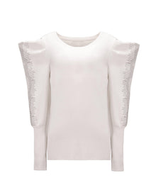 EMBELLISHED PUFF-SLEEVE SWEATSHIRT