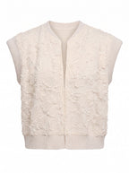 FLORAL APPLIQUE CROPPED KNIT VEST