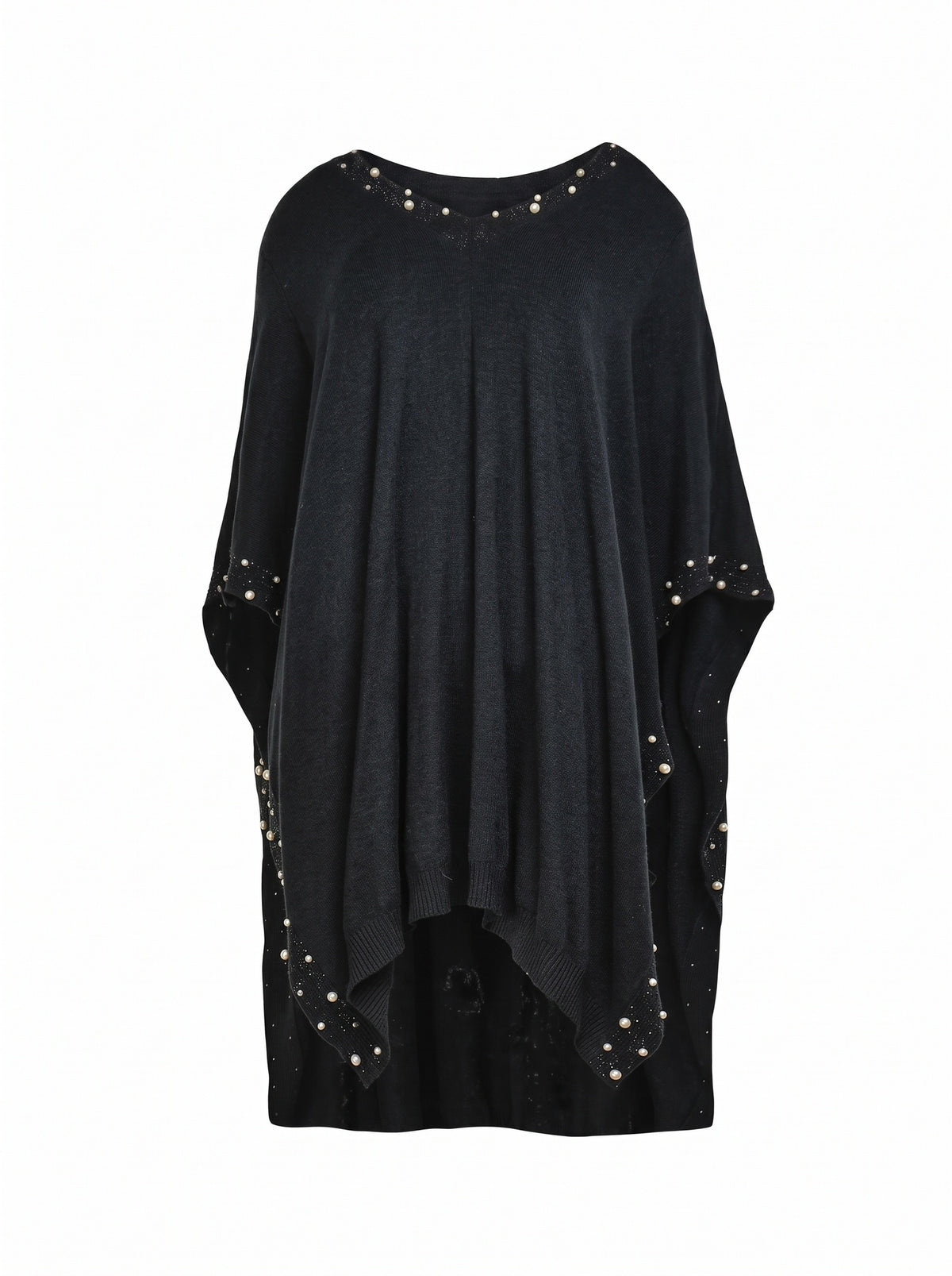 Black Cape With Pearl Details