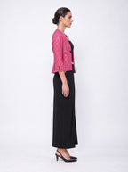 SEQUINNED COLLARLESS ONE-BUTTON JACKET