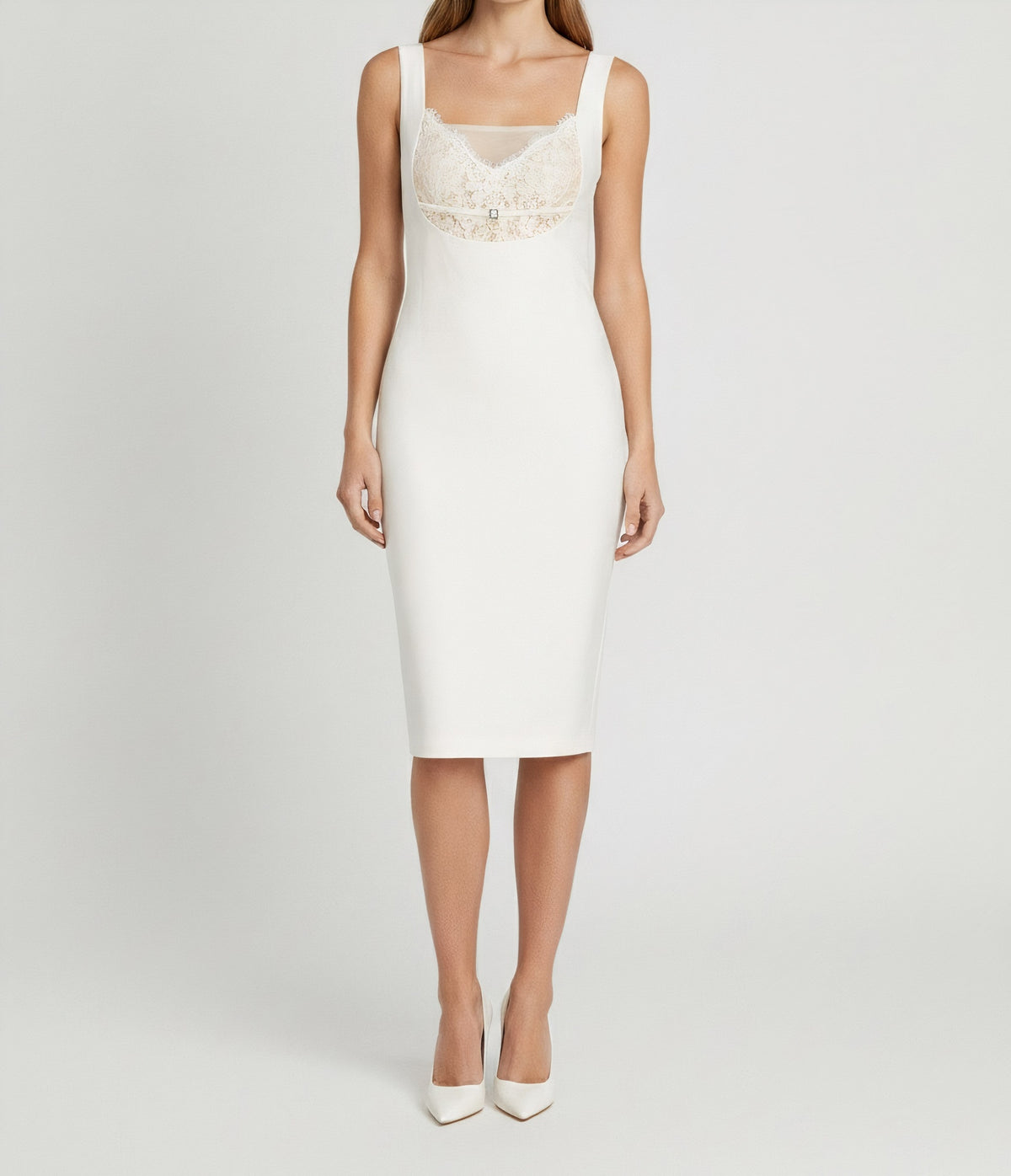 LACE BUSTIER PENCIL DRESS