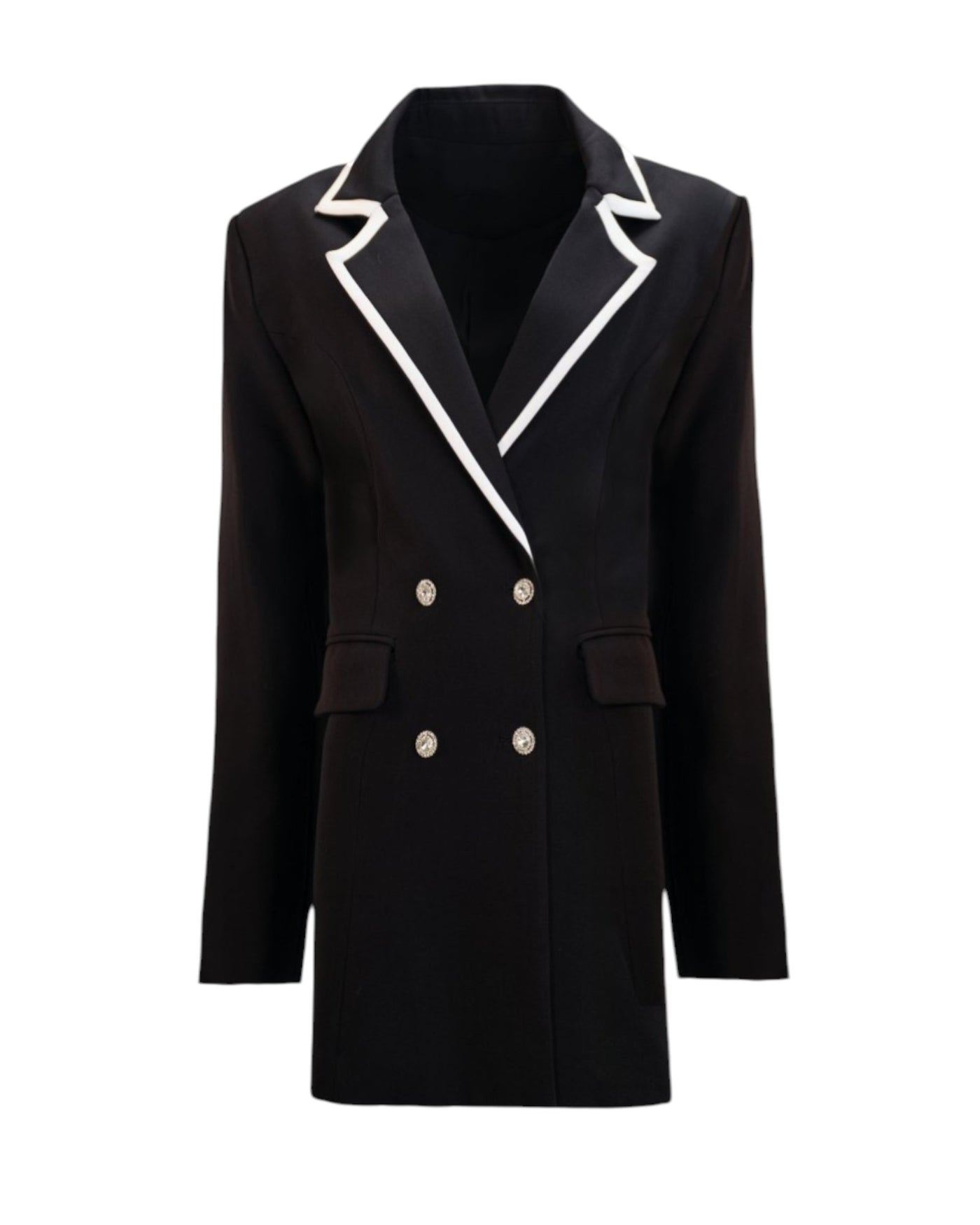 TAILORED CONTRAST-TRIM BLAZER