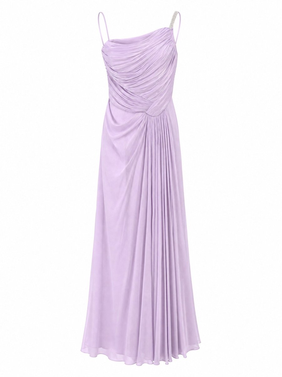 One-Shoulder Draped Gown -A Floor-Length Grecian Silhouette