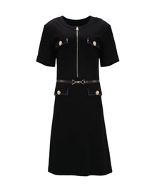 BELTED ZIPPER DRESS
