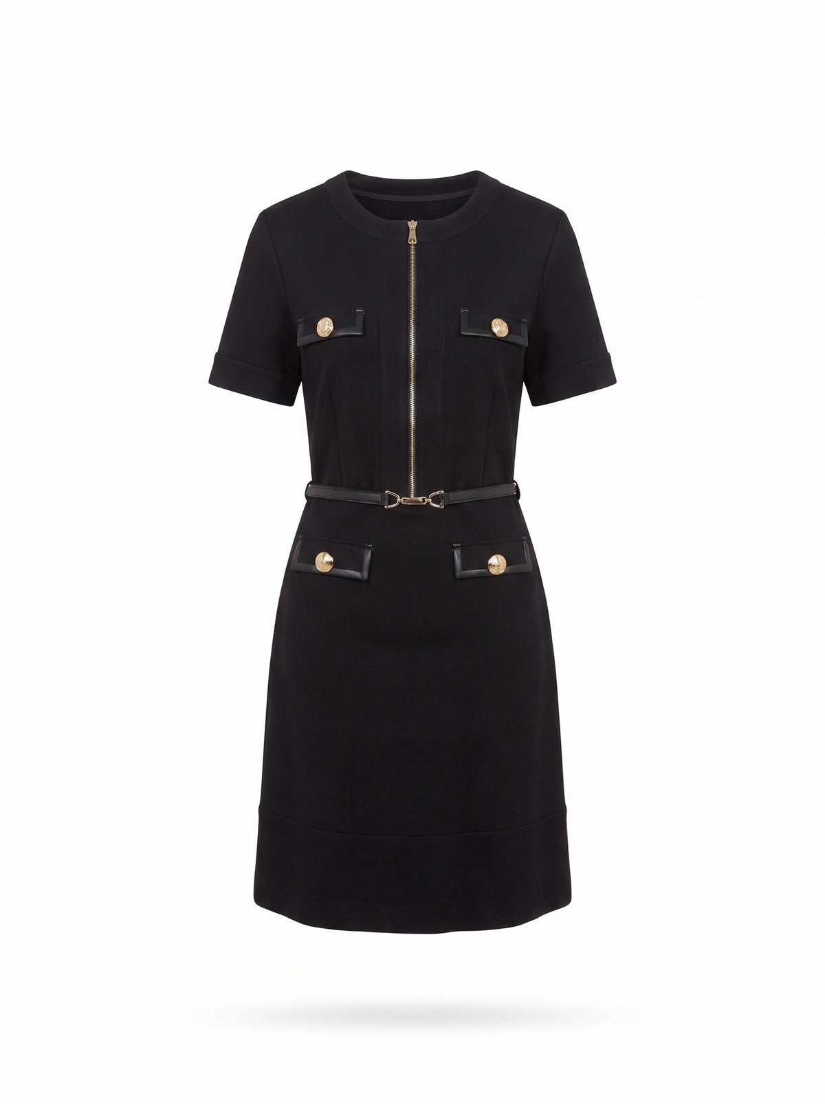 Belted Zipper Dress