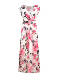 PLEATED FLORAL MAXI DRESS