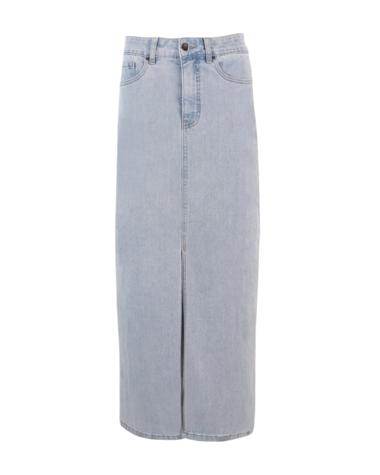 LIGHT WASH DENIM STRAIGHT MIDI