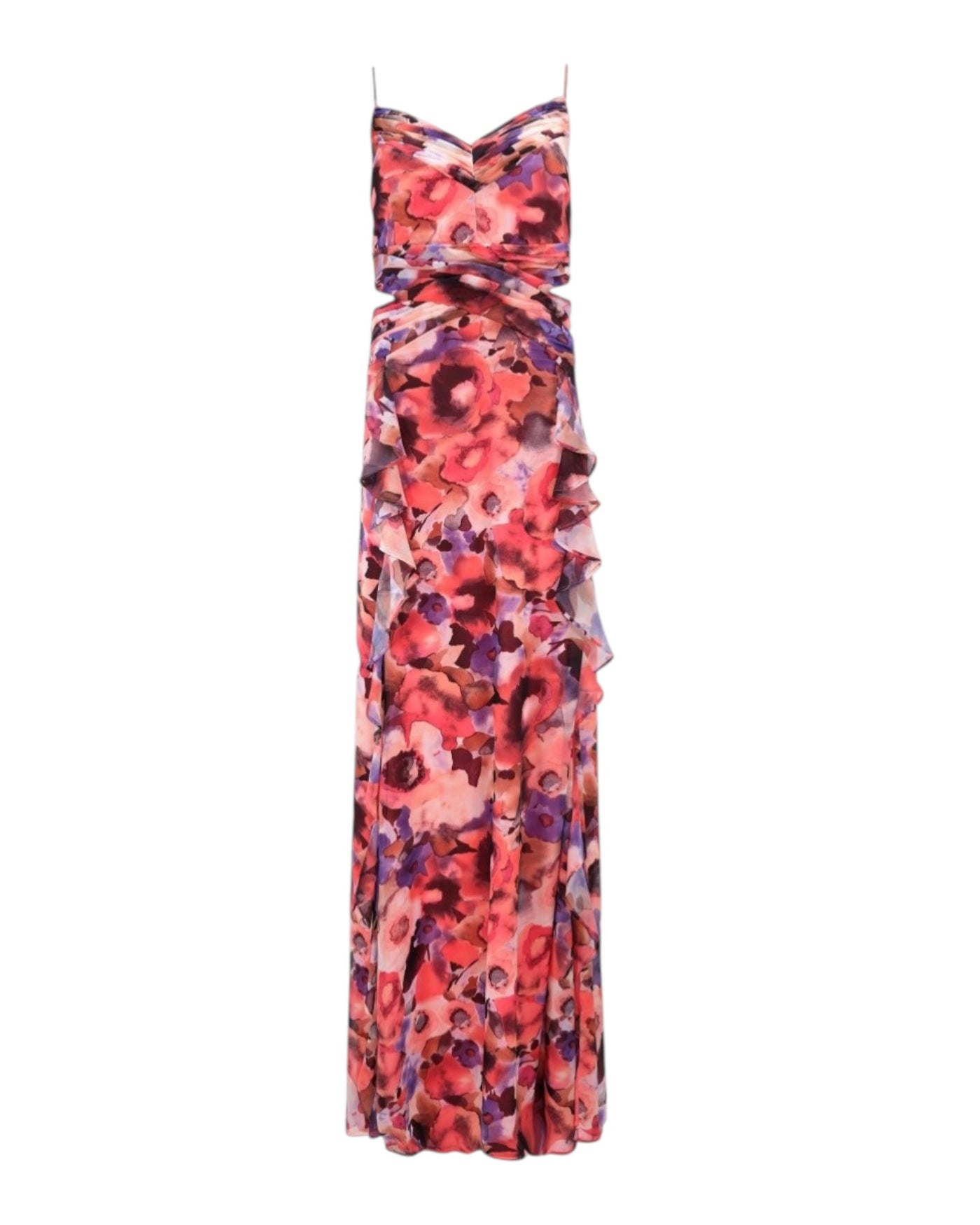WATERCOLOR FLORAL DRAPED MAXI DRESS