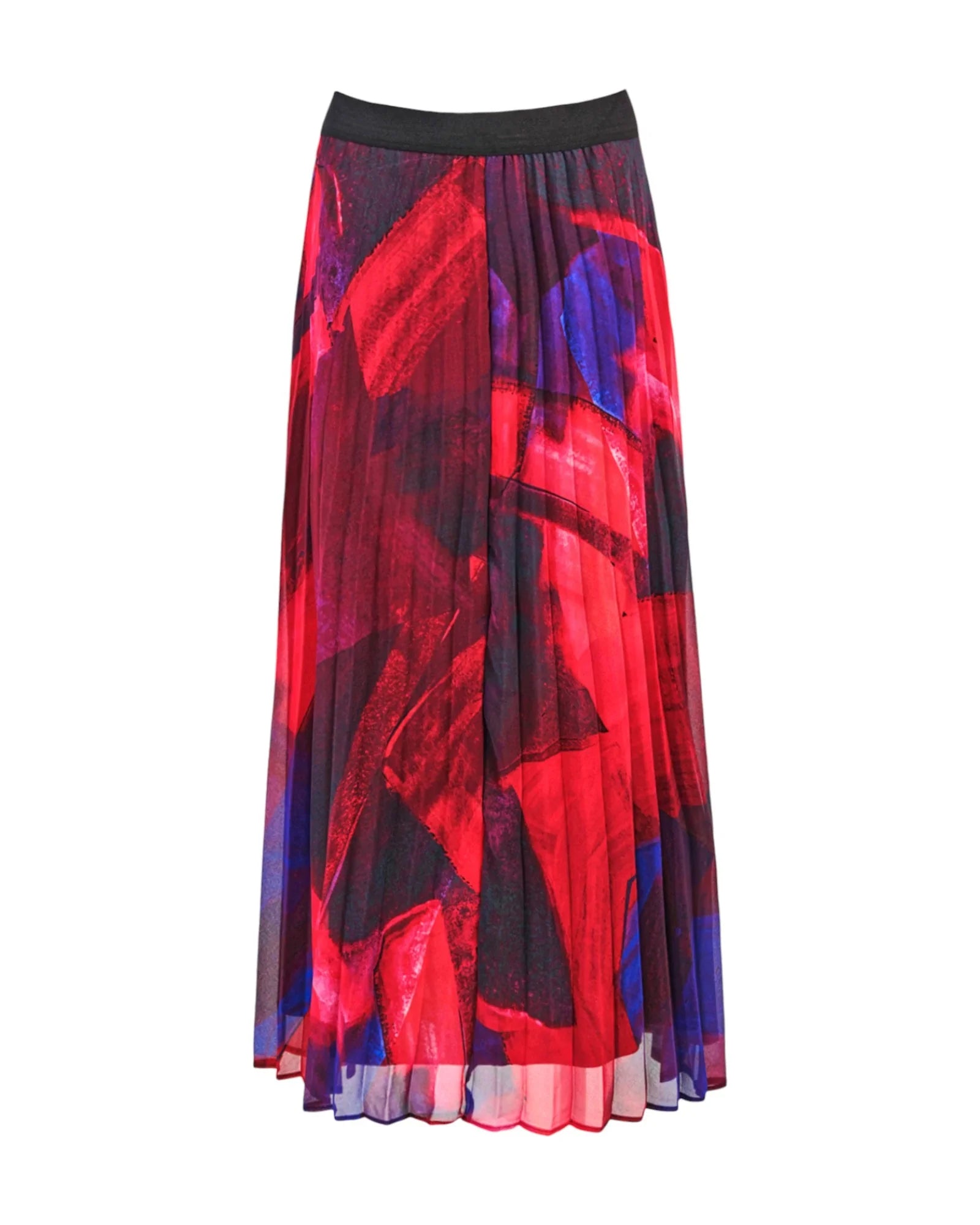 PLEATED ABSTRACT PRINT SKIRT