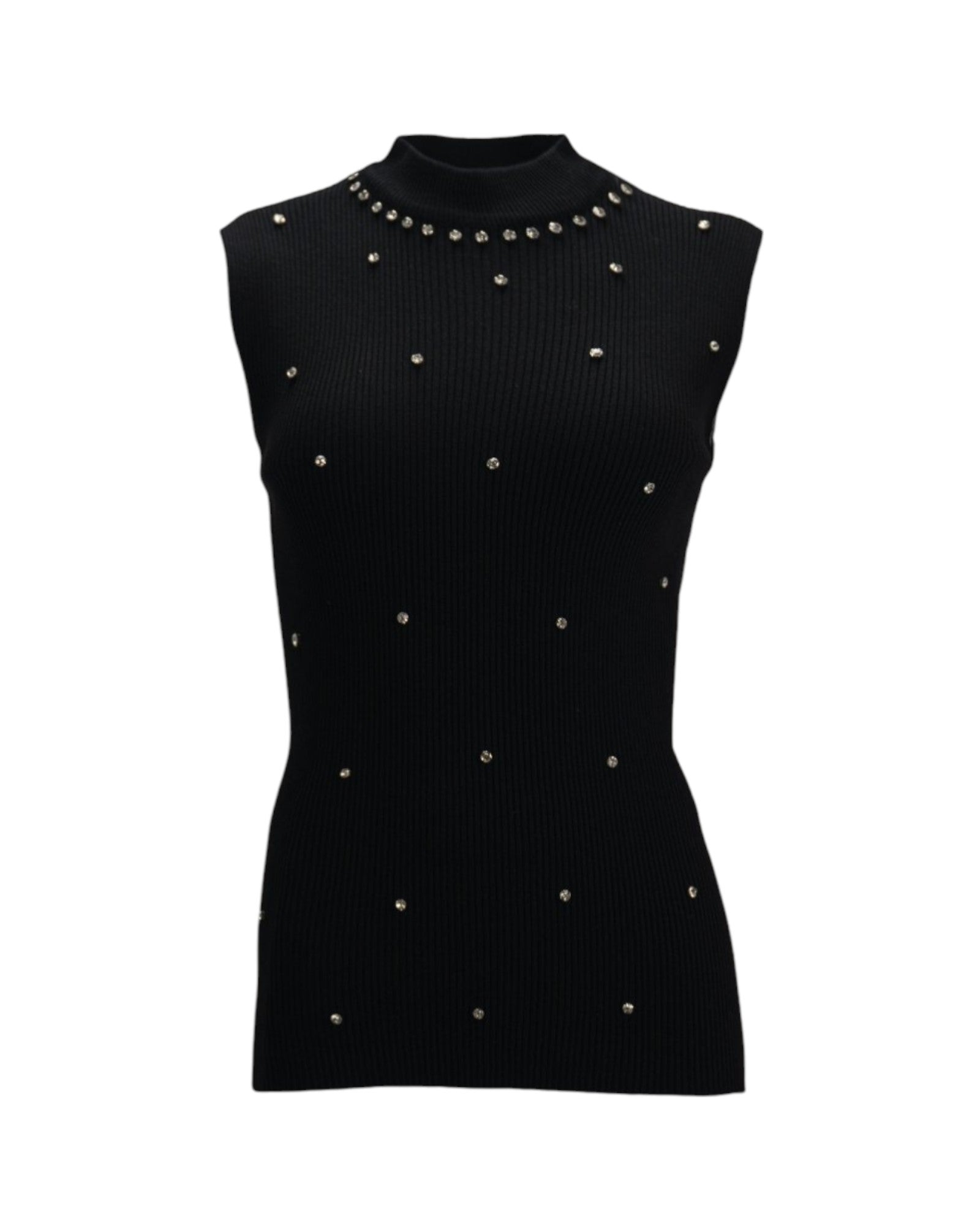 EMBELLISHED HIGH-NECK SLEEVELESS TOP
