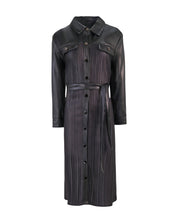 PLEATED FAUX LEATHER SHIRT DRESS