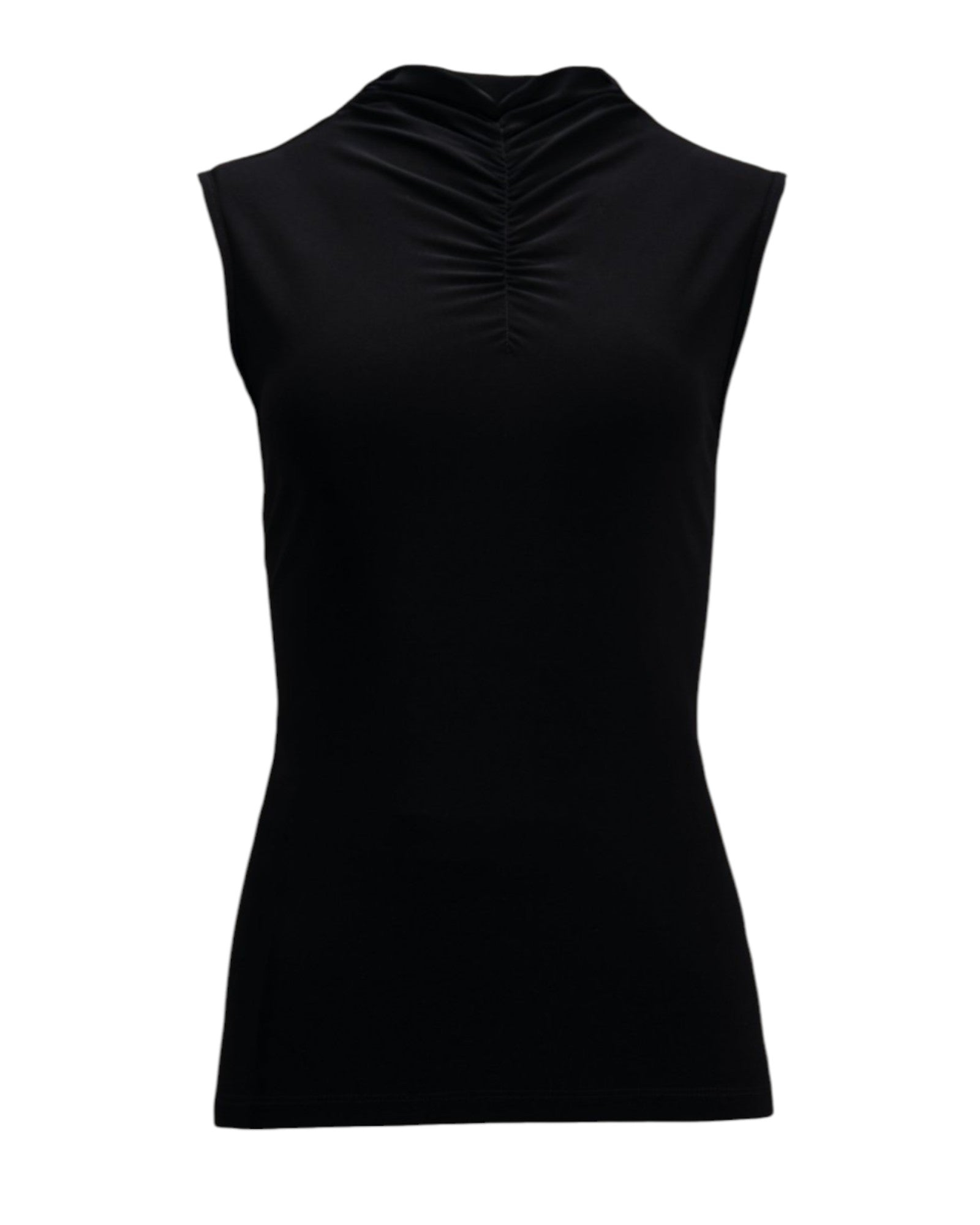 RUCHED HIGH-NECK SLEEVELESS TOP