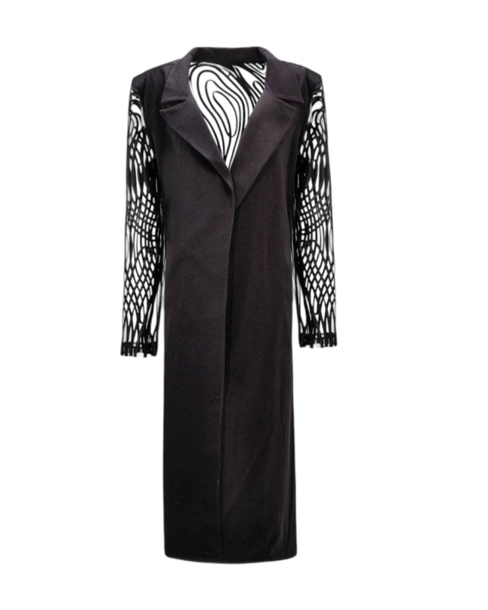 GRAPHIC SLEEVE STRUCTURED CARDIGAN