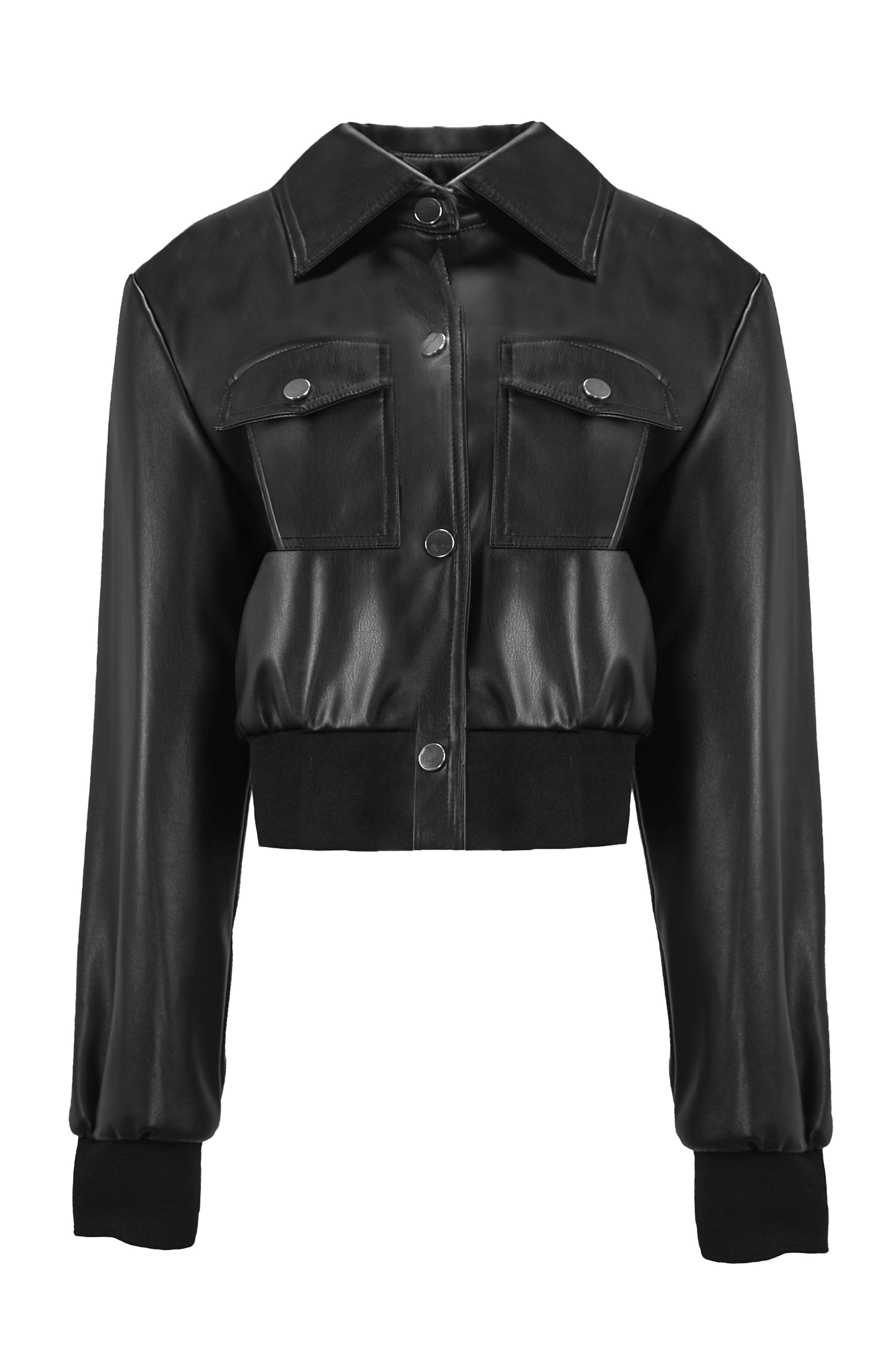 CROPPED FAUX LEATHER JACKET