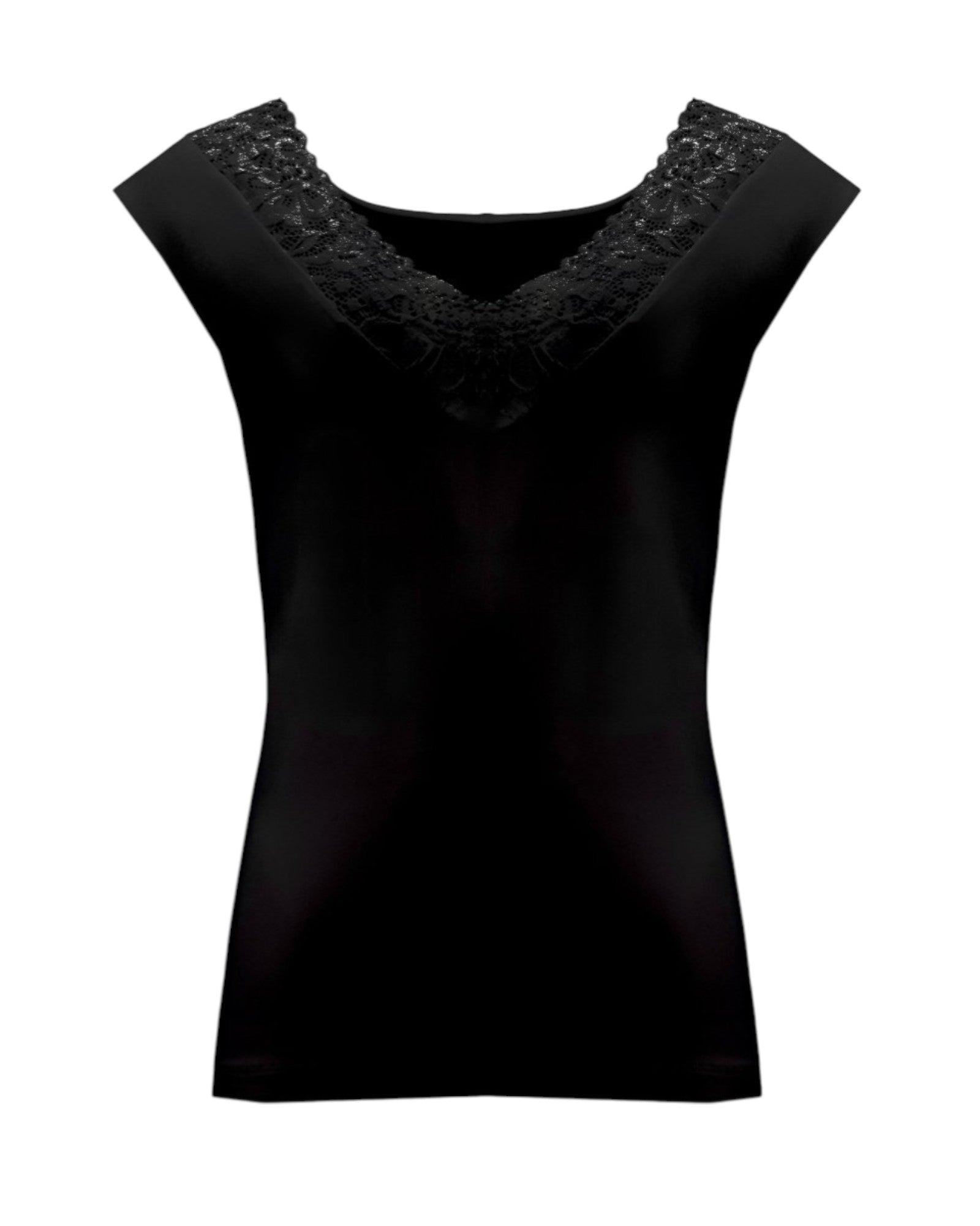 LACE-TRIMMED SLEEVELESS TOP