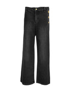 MID - WASH BUTTON - DETAIL WIDE JEANS