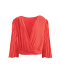 DRAPED V-NECK PLEATED BLOUSE