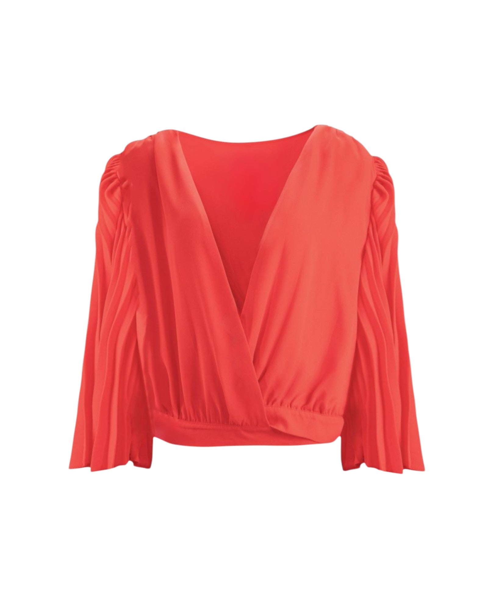 DRAPED V-NECK PLEATED BLOUSE