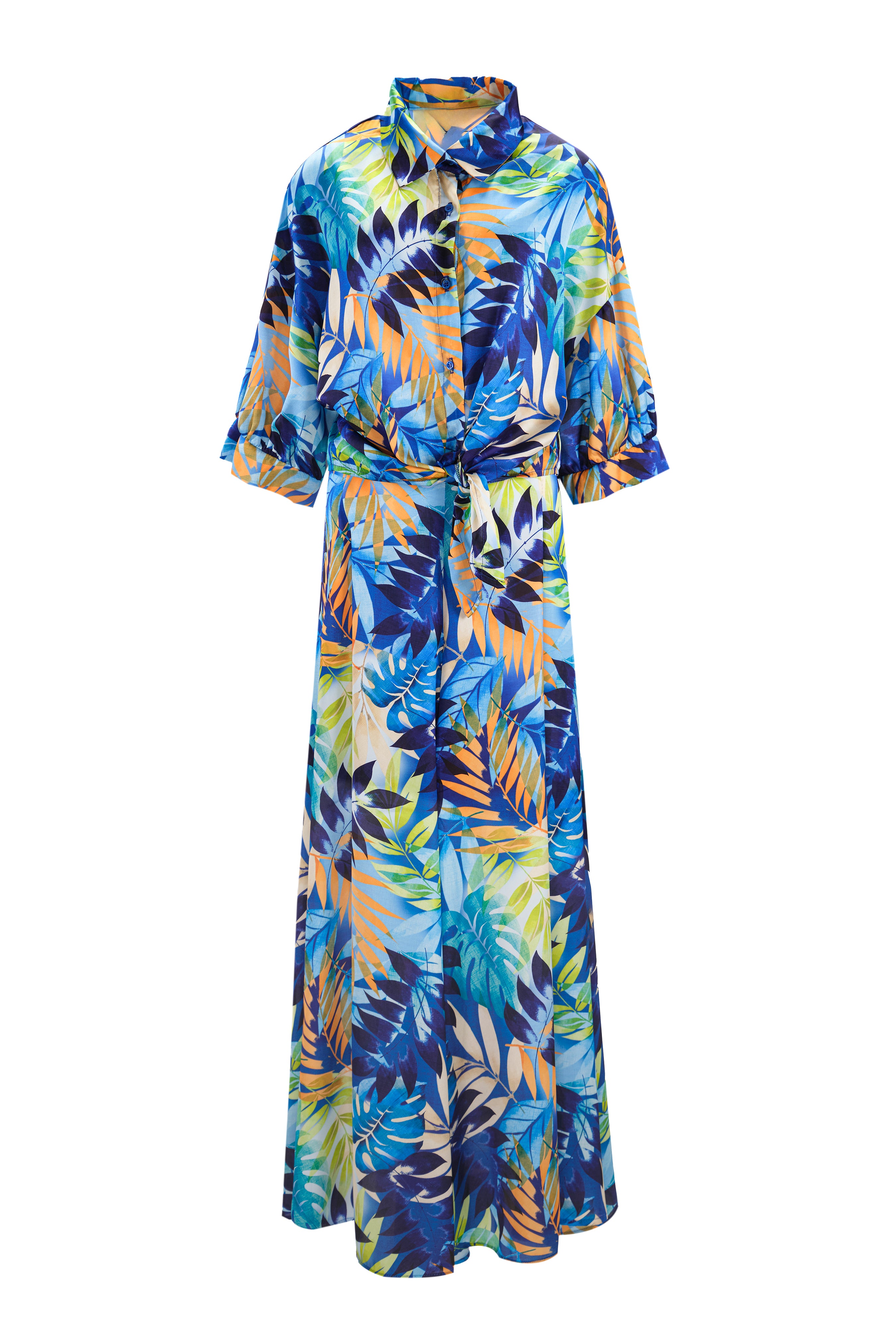 TROPICAL PRINT BLOUSE AND PANTS SET