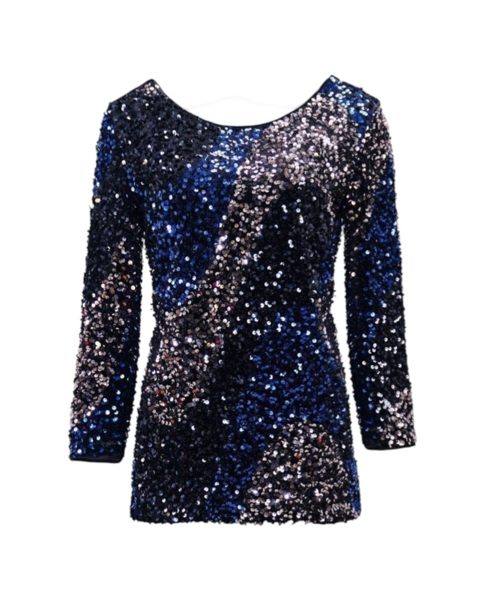 BLACK AND BLUE SEQUIN BLOUSE