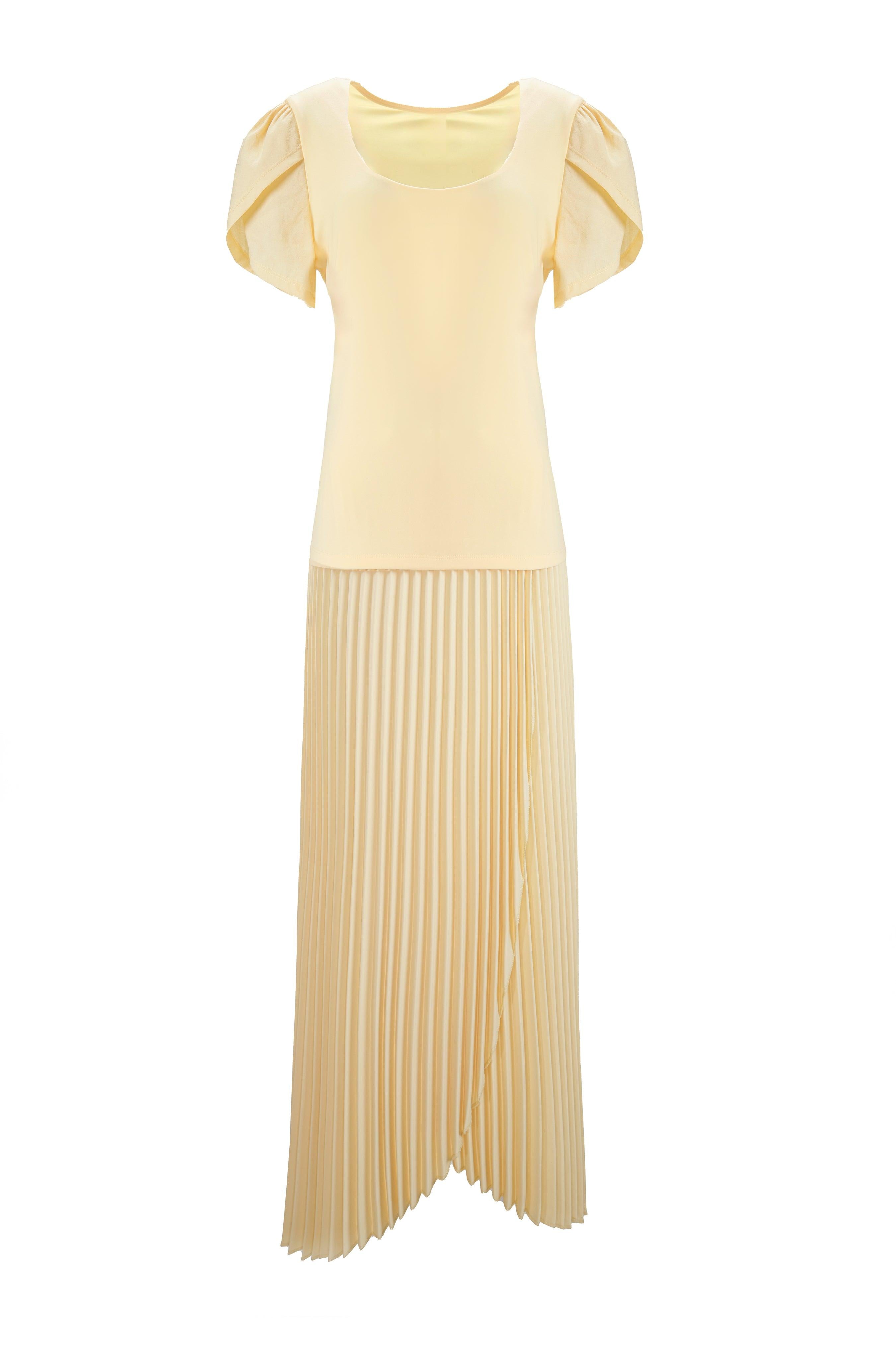 PLEATED TOP AND SKIRT TWO-PIECE SET